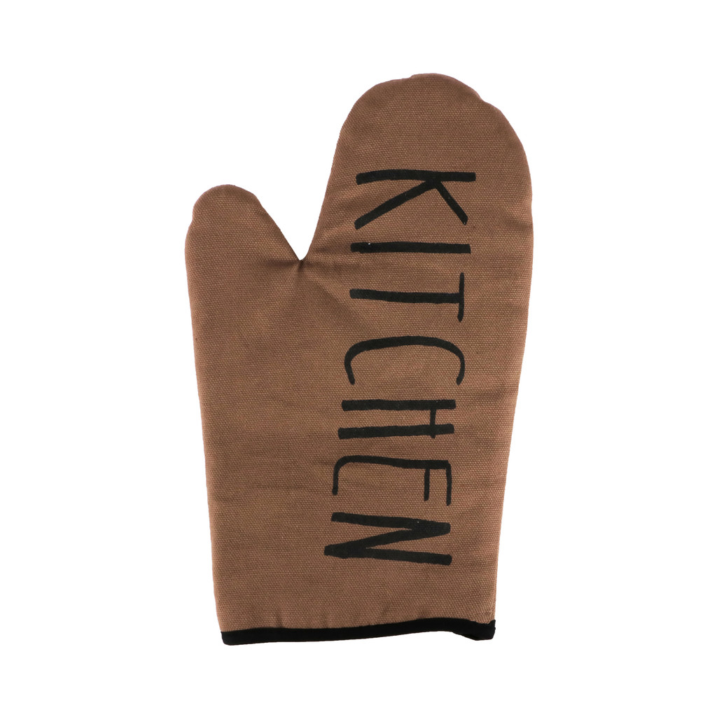KASSA HOME ถุงมือกันความร้อน ลาย Kitchen รุ่น Kitchen ขนาด 20 x 29 ซม. สีน้ำตาล