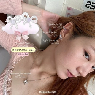 🎀 ต่างหู Scarlett Bow Earrings (ก้านเงิน S925) ใส่แล้วสวยมาก - The Green Box