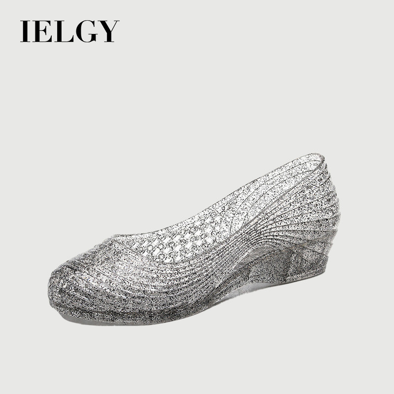 IELGY ฤดูร้อนใหม่คริสตัลรองเท้าแตะผู้หญิงอเนกประสงค์ ลิ่ม ส้นลื่นไม่มีกลิ่นหอมนุ่มสบาย การคํานวณ
