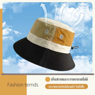 หมวกบักเก็ต,หมวกแฟชั่น,หมวกกันแดด,หมวกกีฬา,หมวกเกาหลี,ดีไซน์สีสันตัดกัน สไตล์เกาหลีแฟชั่น,เหมาะสำหรับทั้งผู้ใหญ่และเด็ก