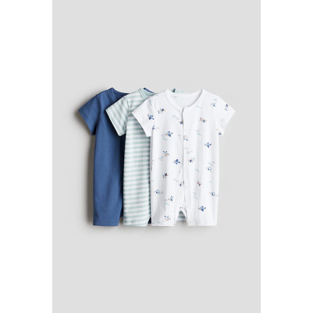 H&M(เอชแอนด์เอ็ม) ชุดนอนหมีคอตตอน แพ็ค 3 ชิ้น Infants 3-pack cotton sleepsuits 1126406_17