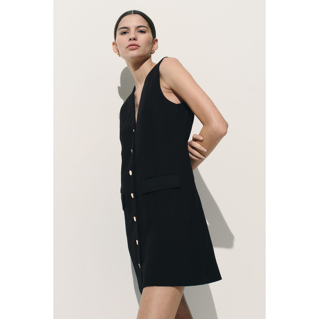 H&M(เอชแอนด์เอ็ม) เดรสเปิดด้านหน้าแบบมีปุ่ม ผู้หญิง 1283341_2