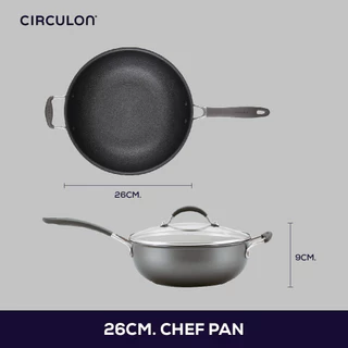 CIRCULON A1-SERIES เครื่องครัวอลูมิเนียมเคลือบผิวลื่น - หม้อด้าม ขนาด 26 ซม./4.25 ลิตร พร้อมฝาแก้ว (81828-T)