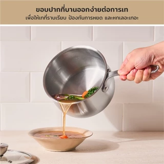 MEYER WHITE STEEL เครื่องครัวสเตนเลส สตีล หม้อด้ามขนาด 18 ซม./ 2.8 ลิตร พร้อมฝาแก้ว (71502-T)