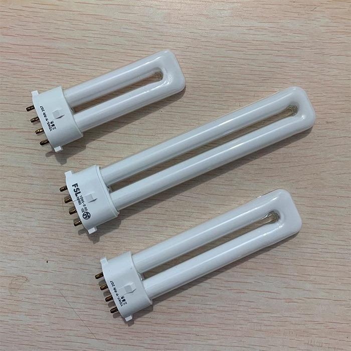 หลอดฟลูออเรสเซนต์ป้องกันแสงเดี่ยว U ประเภทประหยัดพลังงาน 2G7 (5W, 7W, 9W, 11W) แบบแบนสี่เข็ม แหล่งกำ