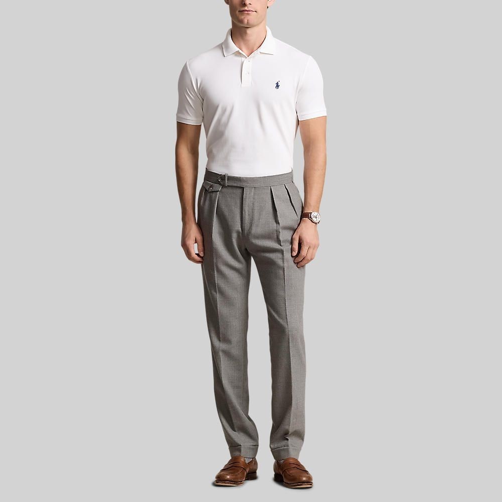 Polo Ralph Lauren เสื้อโปโลผู้ชาย Custom Slim Fit Stretch Mesh Polo Shirt รุ่น MNPOKNI1N822982 สีขาว — صورة 4