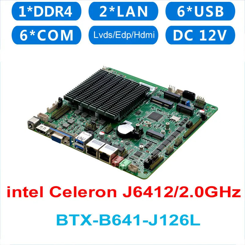 17*17CM SBC Intel Celeron J6412 คอมพิวเตอร์อุตสาหกรรมแบบฝัง บอร์ดเดี่ยว EDP(lvds) HDMI VGA 2*LAN M.2