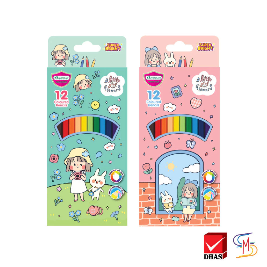 Master Art สีไม้ ดินสอสีไม้ 12 สี ซิบบิลแอนฟลาวเวอร์ รุ่นซุปเปอร์ไบรท์  จำนวน 1 กล่อง