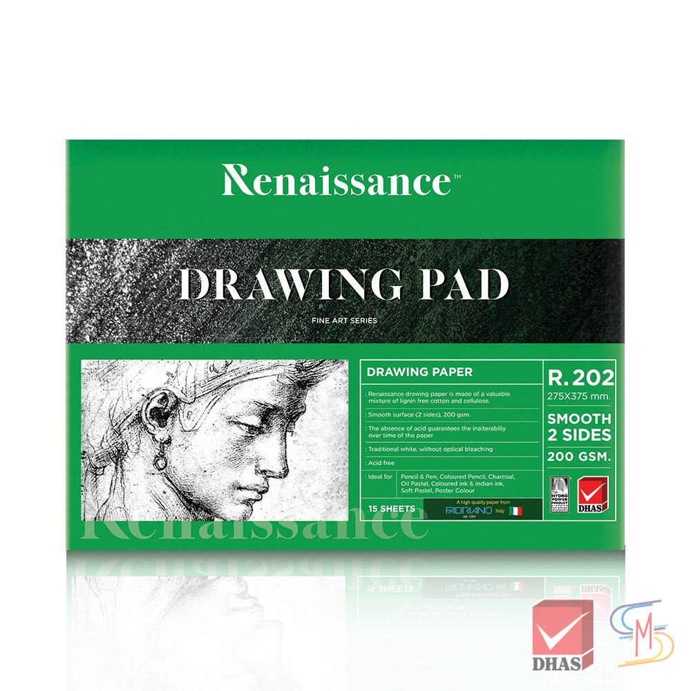 Renaissance สมุดวาดเขียน ขนาด 15x11 นิ้ว ผิวเรียบ R-202 จำนวน 1 เล่ม