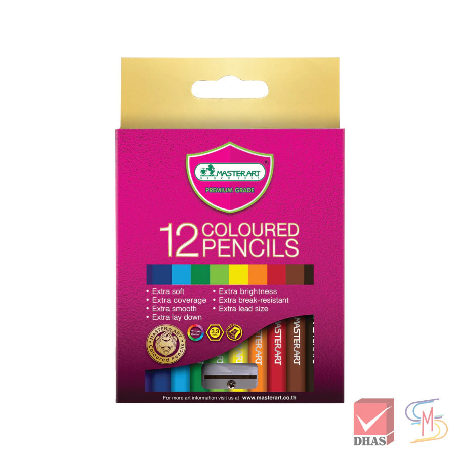 Master Art มาสเตอร์อาร์ต สีไม้ ดินสอสี แท่งสั้น 12 สี จำนวน 1 กล่อง