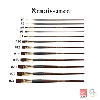 Renaissance พู่กัน พู่กันสีอะคริลิค ชนิดแบน FLAT BRUSH (เบอร์ 0 - 10)