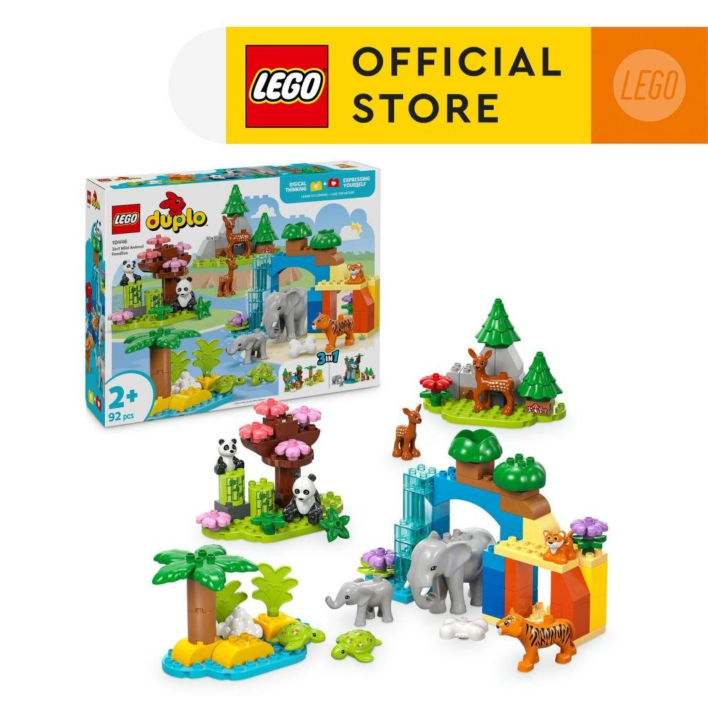 LEGO DUPLO Town 10446 3in1 Wild Animal Families (92pcs.), Building Blocks, Kids Toy