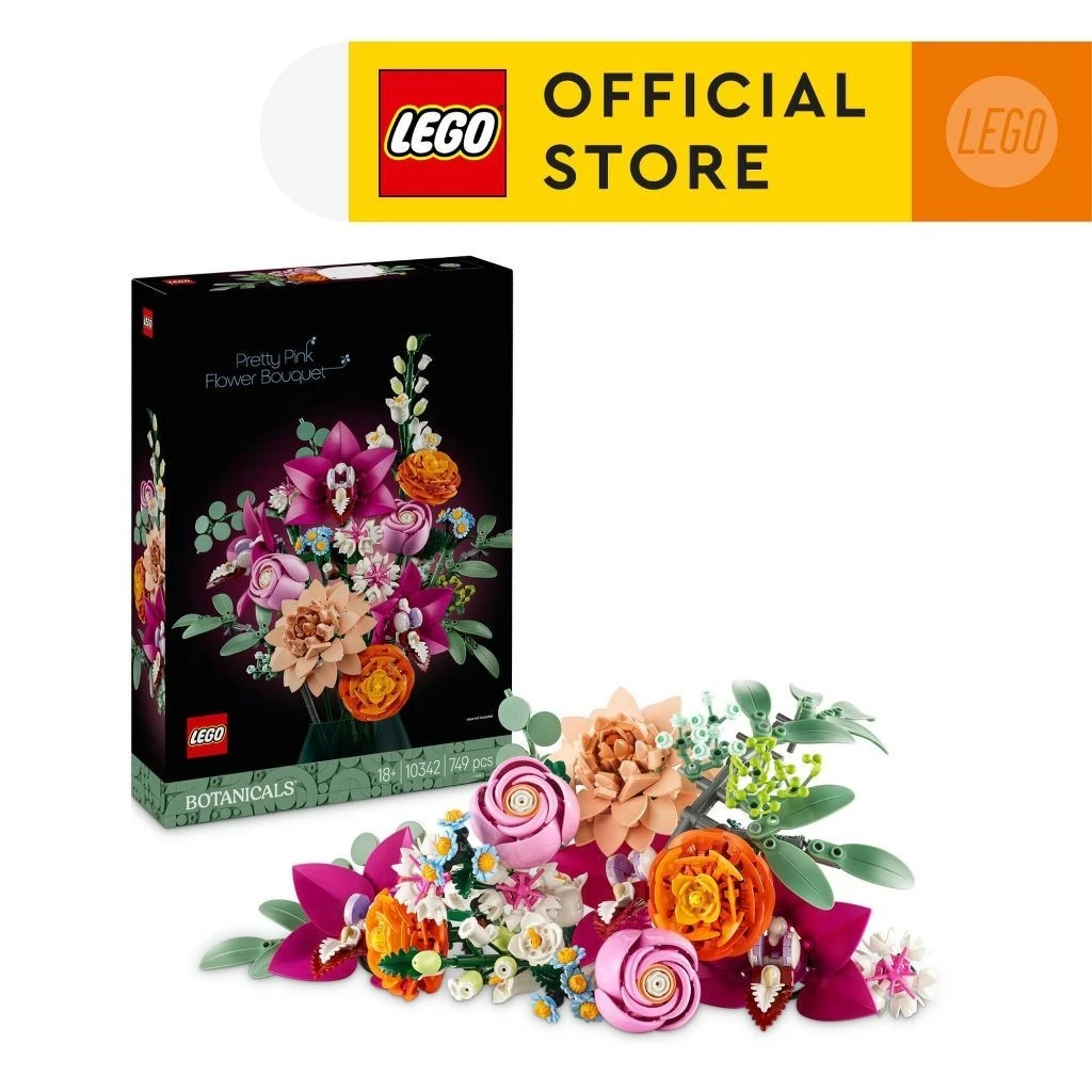 LEGO Botanicals 10342 Pretty Pink Flower Bouquet (749pcs.), Building Blocks, Kids Toy