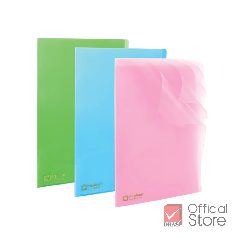 [Clearance Sale] Elephant แฟ้มพลาสติก แฟ้มสอดข้าง 5 ช่อง 415D A4 จำนวน 1 แฟ้ม คละสี