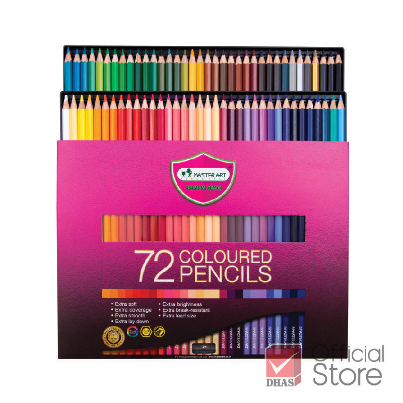Master Art สีไม้ 72 สี รุ่นใหม่ (แท่งยาว) ระบายนุ่ม - 1 กล่อง