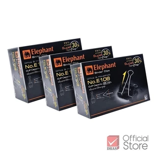 Elephant คลิปหนีบกระดาษ คลิปดำ No.E108 50 มม. จำนวน 3 กล่อง