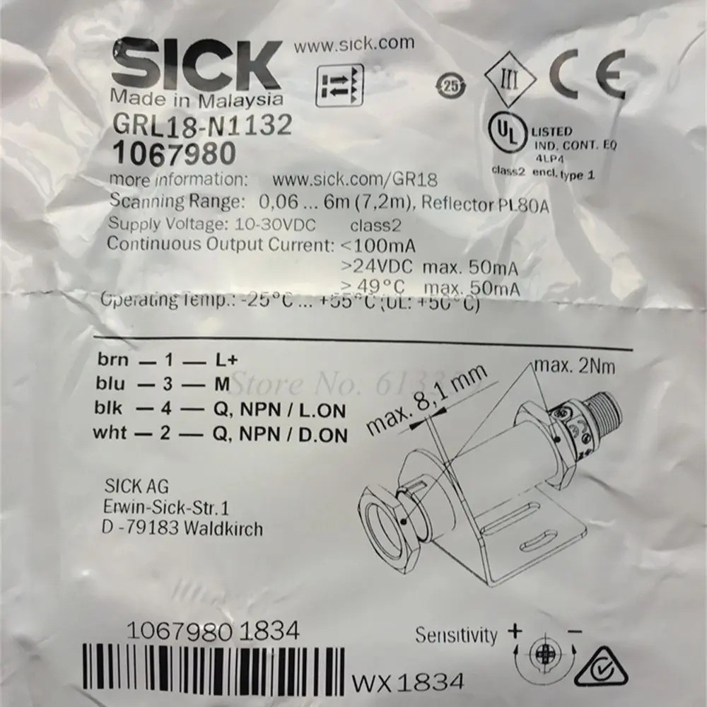 1 ชิ้น สวิตช์โฟโตอิเล็กทริคใหม่ของแท้ GRL18-N1132 GRL18-P1132