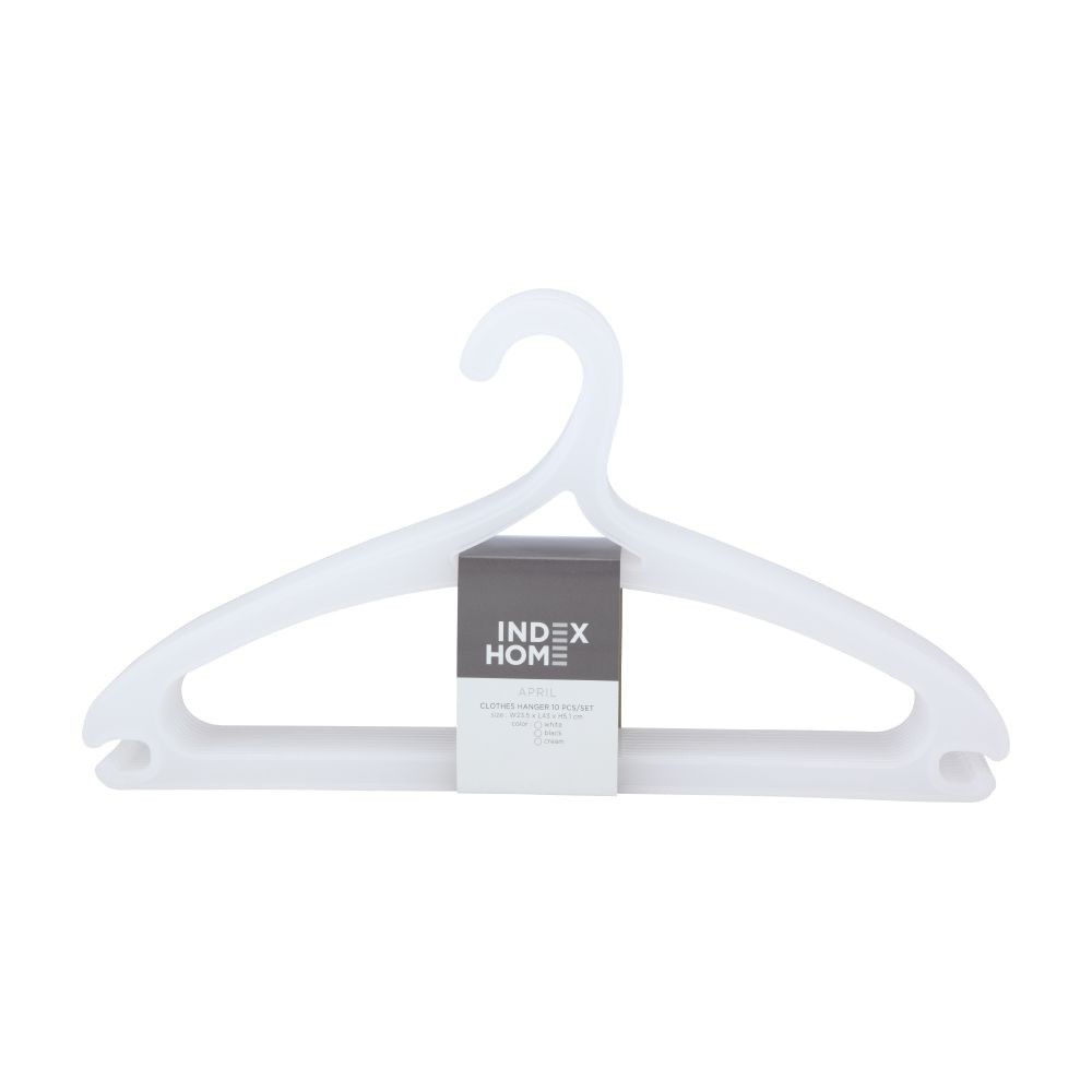 INDEX LIVING MALL ไม้แขวนเสื้อ รุ่น เอพริล (10 ชิ้น/ชุด) - สีขาว