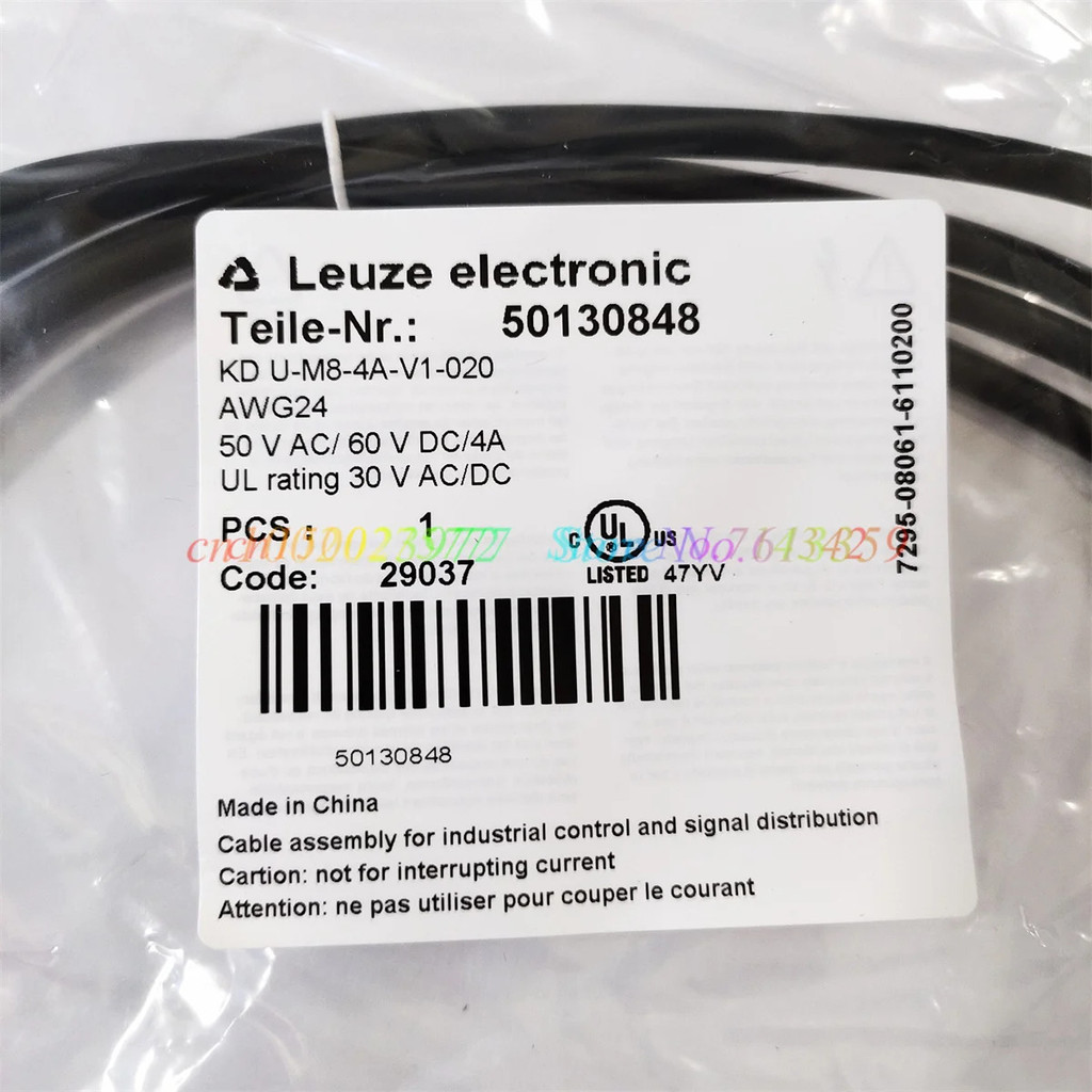 สายเคเบิลใหม่ของแท้จาก Leuze KD U-M8-4A-V1-020 M8 4 ขา