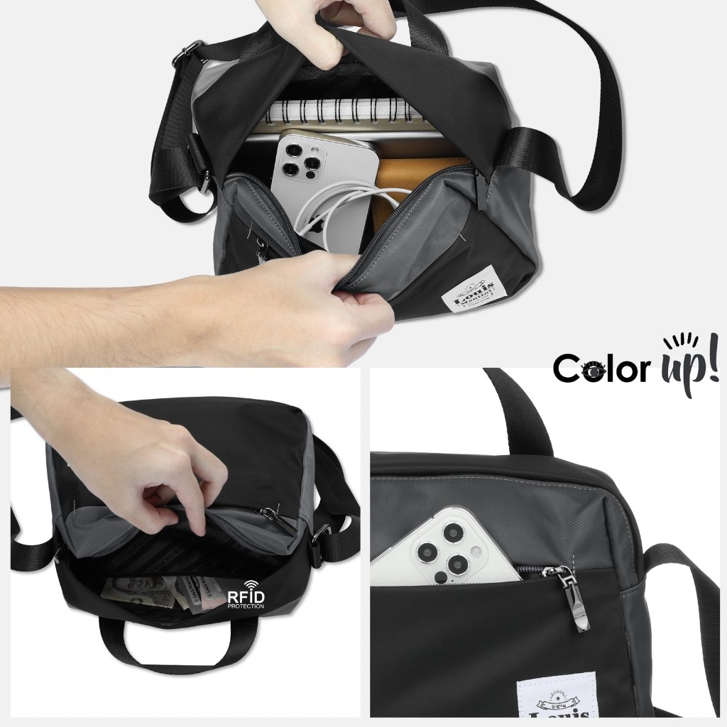 Louis Montini (Color Up) กระเป๋าสะพายข้าง ผ้าไนล่อน Shoulder Bag BSD04
