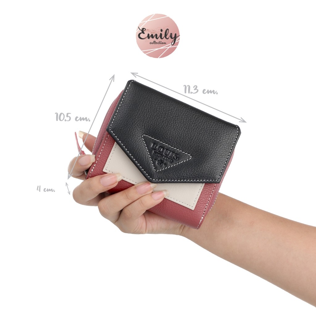 Louis Montini (Emily) กระเป๋าผู้หญิงใบสั้น Women wallet กระเป๋าสตางค์ผู้หญิงหนังแท้ WL57