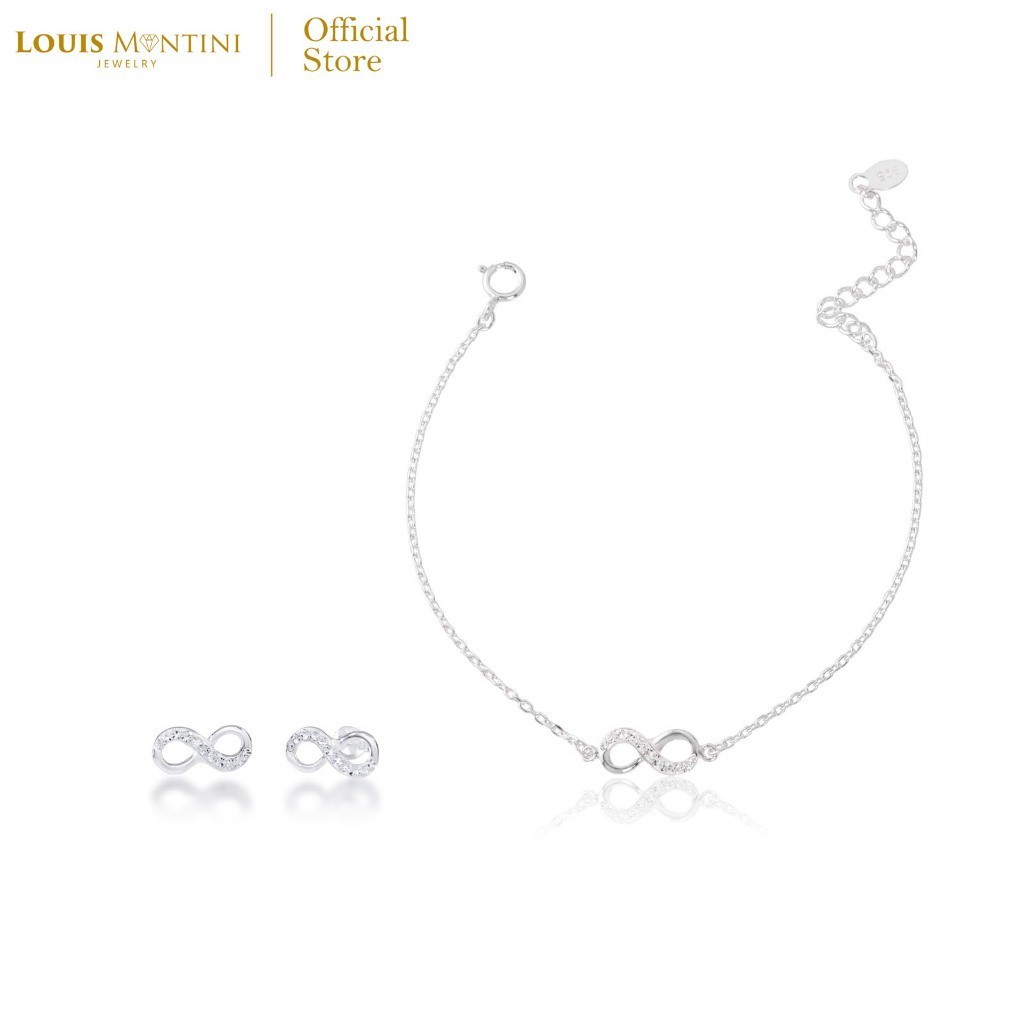 [Giftset] Louis Montini (Jewelry) ชุดกิฟท์เซต Sterling Silver 925 ต่างหูเงินแท้ สร้อยข้อมือเงินแท้ ร