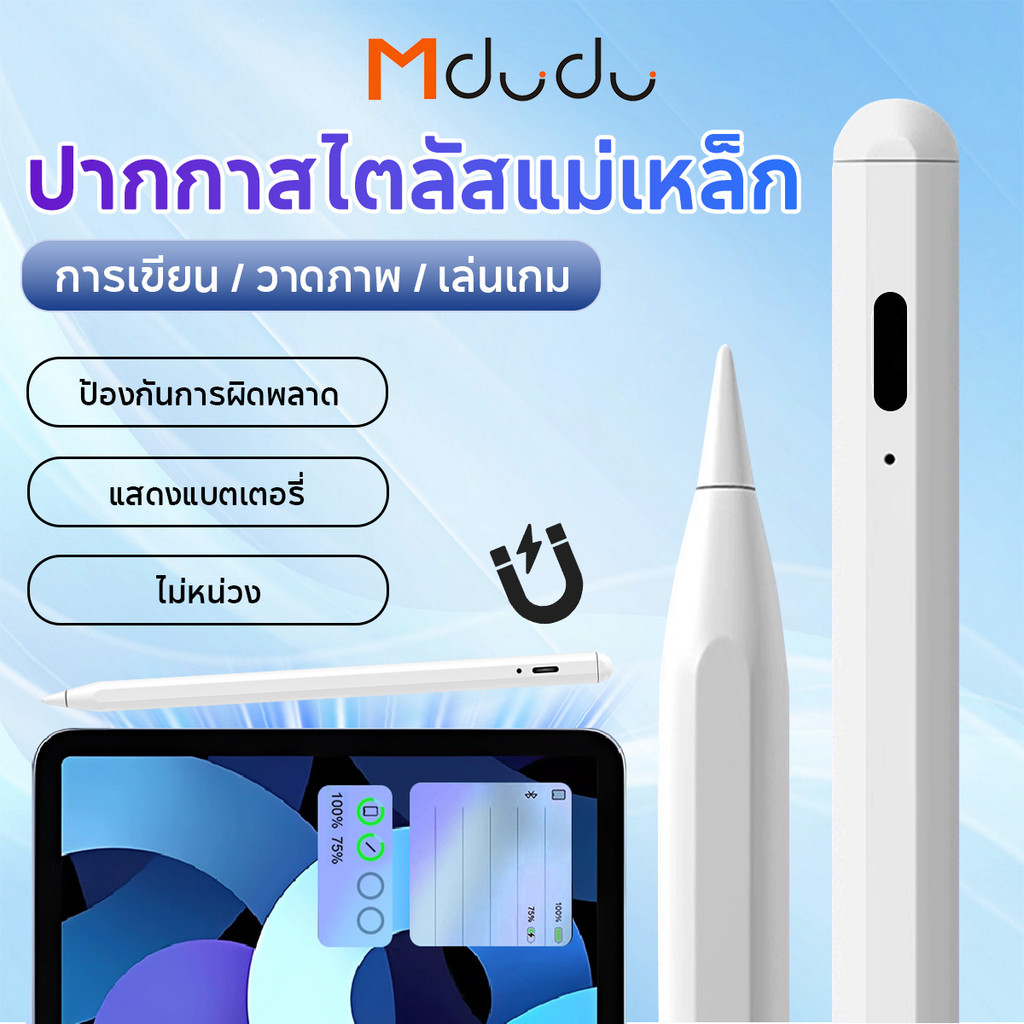 [ไม่ล่าช้า ปากกาไอแพด] ปากกาสไตลัส Pencil วางมือ+แรเงาได้ Stylus Pen สำหรับ Air6 Air5 Air4,3 Gen10,9,Gen8,7,6 Mini7,6,5