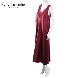 Guy Laroche ชุดนอน GN3A28 ของแท้เกรด1 ชุดนอนกระโปรงยาวผ้าซาติน ผ้าลื่น เนื้อนุ่มแต่งลูกไม้หน้า หลัง