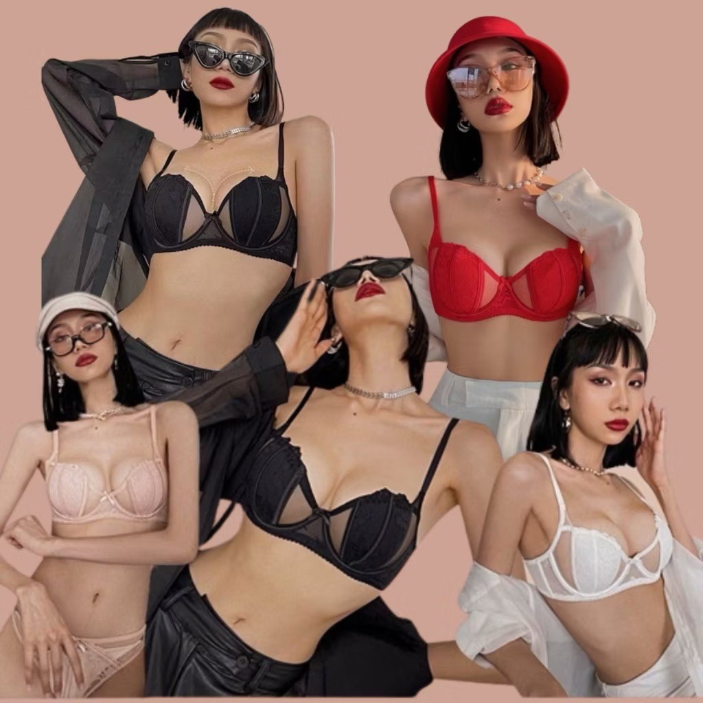 เสื้อชั้นในสไตล์Sexy เสื้อในเสริมโครงเหล็ก ฟองน้ำบาง งานผ้าซีทรูแต่งลูกไม้NY229