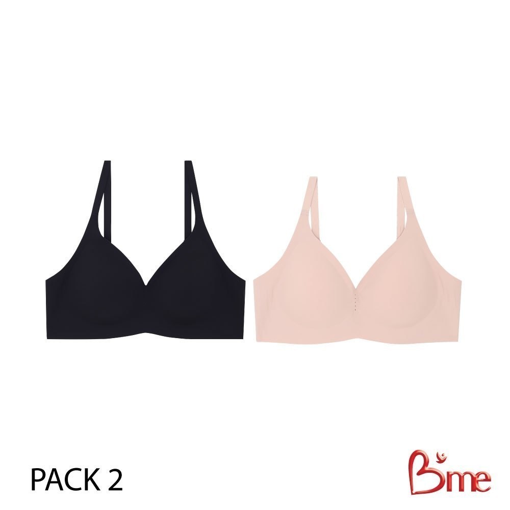 B'me เสื้อชั้นในไร้ขอบ level 1 ฟองบาง รุ่น ME1A3E (แพ็ก 2 ตัว) สีครีม สีเทา สีเบจ สีดำ,คละสี New M.4