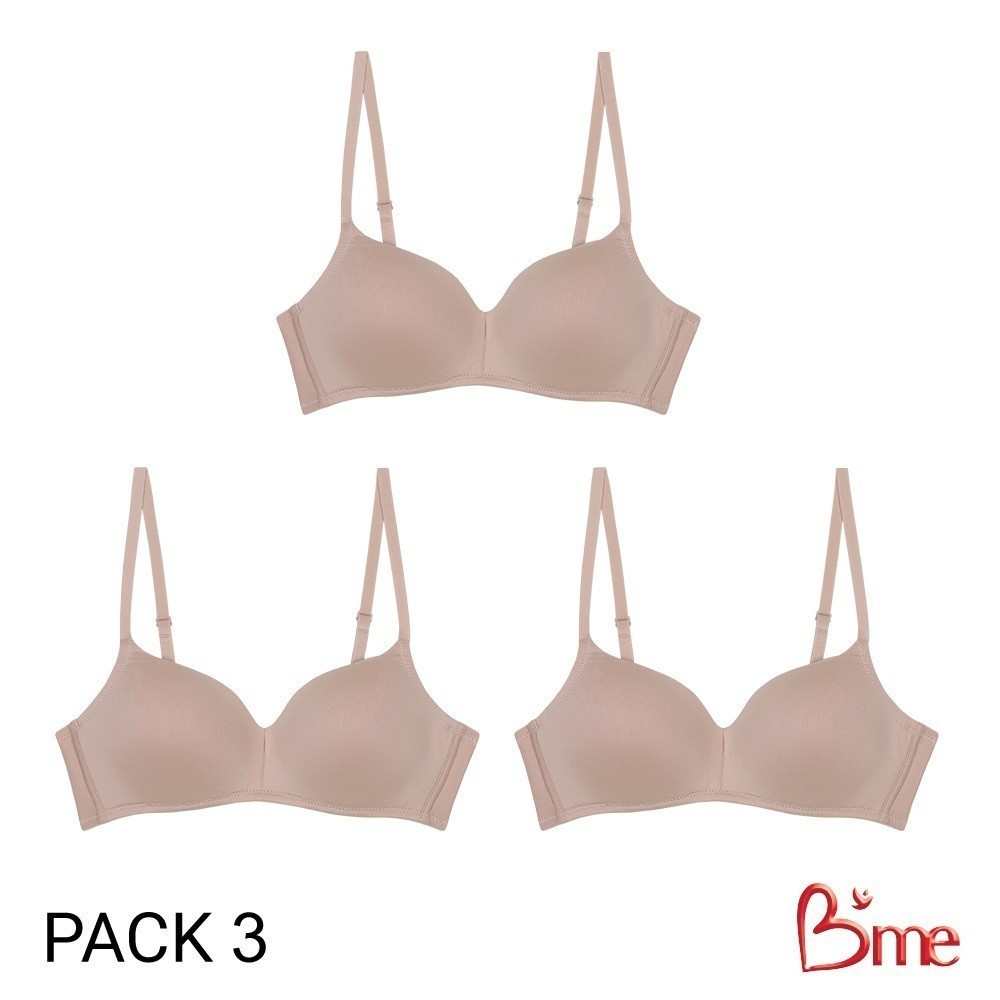 B'me เสื้อชั้นในไร้โครง level 1 ฟองบาง รุ่น ME1A90 (แพ็ก 3 ตัว) สีดำ สีนู้ด สีโอวัลติน