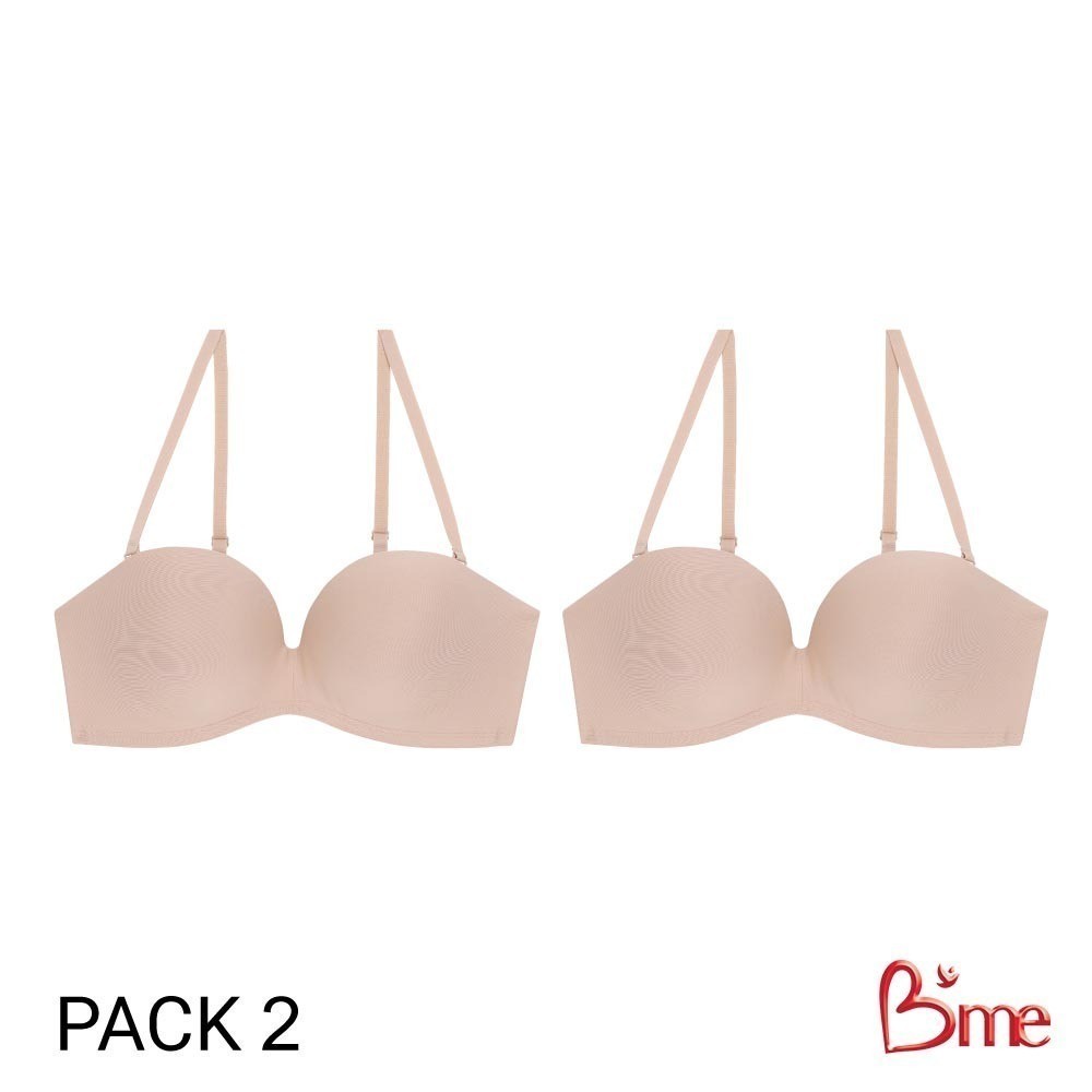 B'me เสื้อชั้นในไร้โครงถอดสาย level 3 ฟองหนา รุ่น ME1701/ME1703 (แพ็ก 2 ตัว) สีดำ สีนู้ด