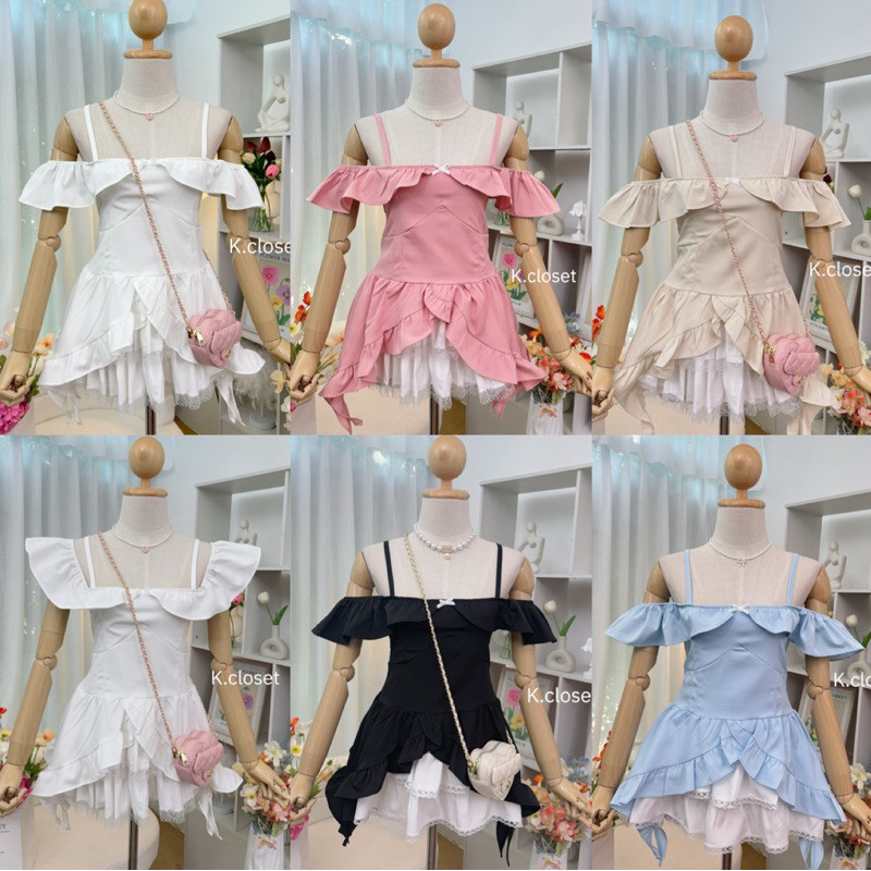 พร้อมส่งจากไทย 🚛เสื้อสายเดี่ยวปาดไหล่แมงกระพรุน ใส่ได้2 แบบ น่ารักมาก💗