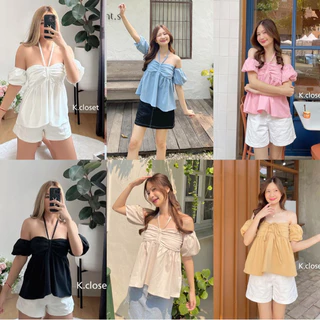 เสื้อปาดไหล่แขนบอลลูน อกถึง38 สาวอวบใส่ได้ เสื้อแขนตุ๊กตา ผ้า 2 ชั้น น่ารักมากก❤️