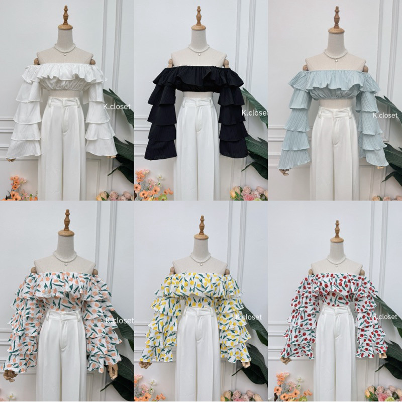 เสื้อสายเดี่ยว คล้องคอ ตัวสั้น ใส่ไปทะเล ทรงสวยแซ่ป ใส่ได้2 แบบ