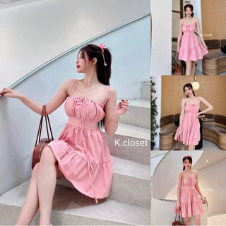 เดรสสาวอวบใส่ได้ อกถึง42 เดรสสายเดี่ยวสายผูกปรับได้ตามตัว เดรสทะเล