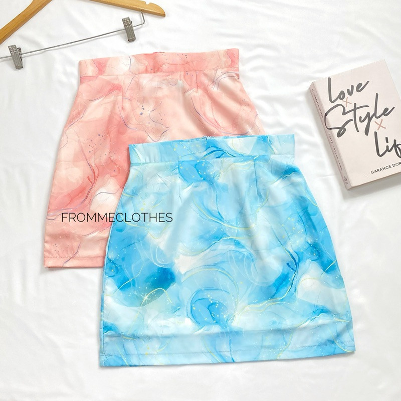 🌈กระโปรงทรงเอผ้าซากุระพิมลาย(XS-5XL)