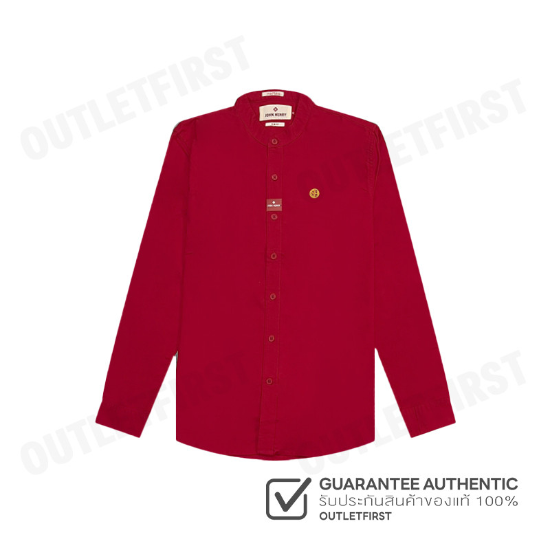 JOHN HENRY รุ่น MEN'S LONG SLEEVES SLIM FIT SHIRTS (RED) CODE: JH S124MSLSM11  เสื้อเชิ้ตแขนยาว เสื้