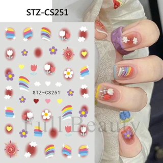 สติกเกอร์ติดเล็บรุปแบ๊วๆ 3D แผ่นละ 9 บาท สินค้าพร้อมส่งในไทย