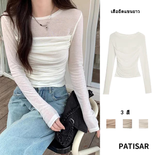 เสื้อยืดแขนยาว ผ้าตาข่าย แฟชั่นสําหรับผู้หญิง PR