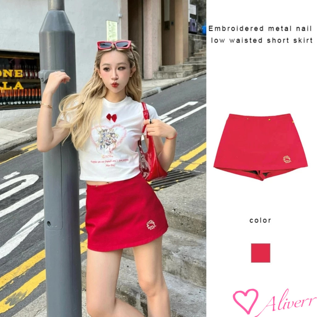 💕มีสินค้า💕กระโปรงสั้น เอวต่ำสไตล์ Y2K ผ้าร่มใส่สบาย ซับกางเกง ใส่จึ้งๆ LIVE
