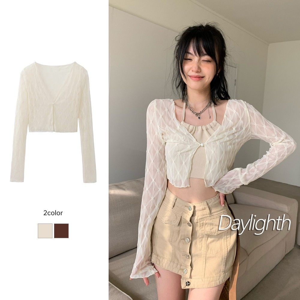 เสื้อชีฟองลำลองสำหรับสุภาพสตรีฤดูร้อนกันแดดแขนสั้นเซ็กซี่ DL