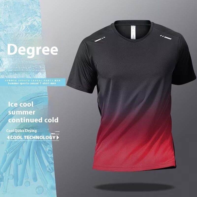 เสื้อยืดทรงหลวมทันสมัยไล่ระดับสีดําและสีเทาสําหรับวัยรุ่น - รูปที่ 2