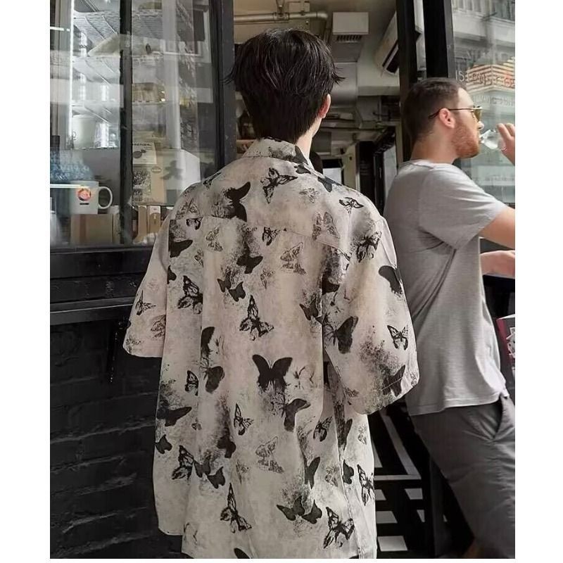 SEACHENIC เสื้อเชิ้ตพิมพ์ลายผีเสื้อทนต่อริ้วรอยอินเทรนด์สําหรับผู้ใหญ่วัยหนุ่มสาว-เหมาะสําหรับสวมใส่ในชีวิตประจําวัน — صورة 5