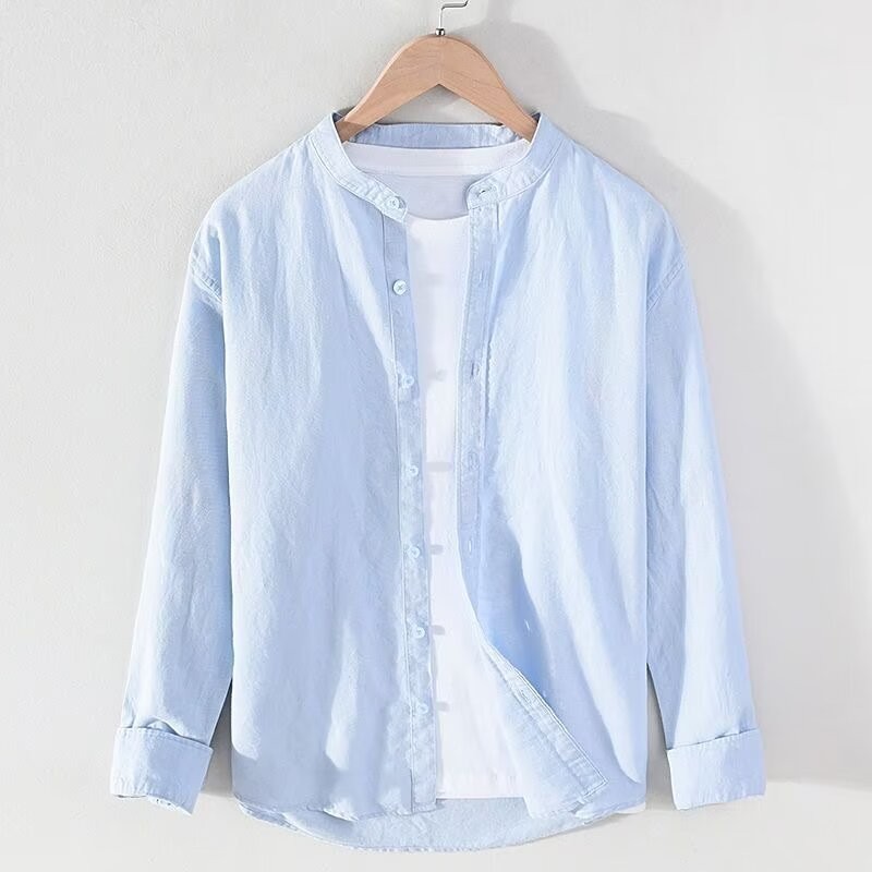 SEACHENIC เสื้อเชิ้ตผู้ชาย เสื้อเชิ้ตผ้าฝ้ายผ้าลินินหลวมญี่ปุ่น — صورة 2