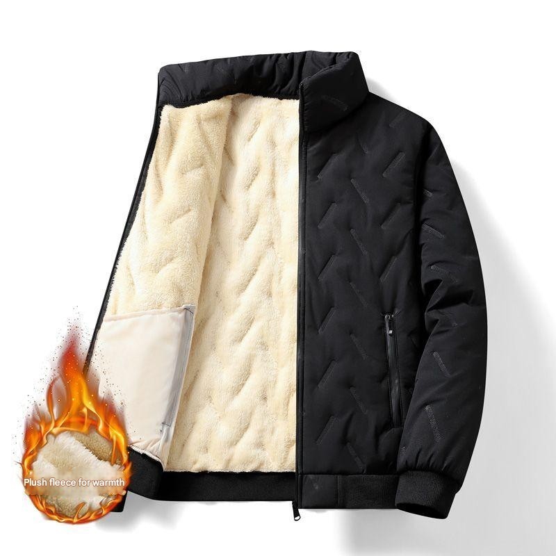 เสื้อแจ็คเก็ตผ้าฝ้ายผู้ชายหนาเสื้อคลุมขนสัตว์อบอุ่นหลวมขนาดบวก