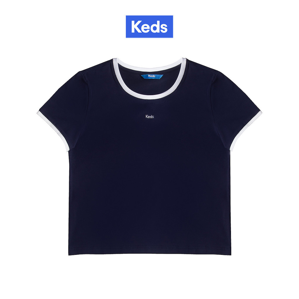 KEDS เสื้อยืด Slim Fit รุ่น KEDS BINDING SLIM FIT T-SHIRT สีกรม ( F24APT02011 )