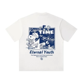 (ผ้าฝ้าย 100%)Luvoro oversize unisex เนื้อผ้านุ่มระบายแขนสั้น T-shirt สีดำและสีขาว เสื้อยืดทูโทน เสื้อยืดแขนสั้น C180