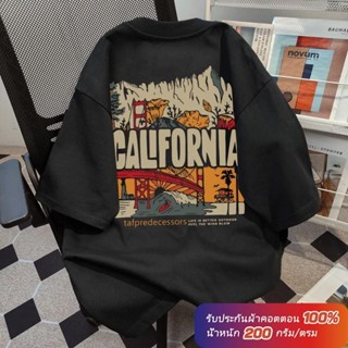 (ผ้าฝ้าย 100%)Luvoro oversize unisex เนื้อผ้านุ่มระบายแขนสั้…