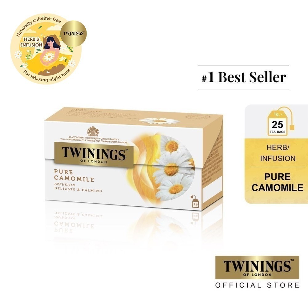 ทไวนิงส์ เครื่องดื่ม เพียว คาโมมาย ชนิดซอง 1 กรัม แพ็ค 25 ซอง Twinings Pure Camomile 1 g. Pack 25 Tea Bags